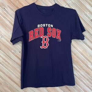 Fanatics Boston Red Sox Navy Short Sleeve Blue & Red Baseball Fan Tee Shirt MLB